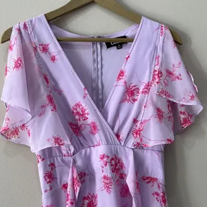 Lulu’s Dearly Loved Lavender Floral Print Flutter Sleeve Maxi Dress thumbnail 3