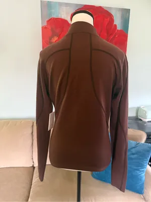 Halfdays Fay Merino Base Layer Top Women's L Brown Mock Neck Long Sleeve Wool thumbnail 3