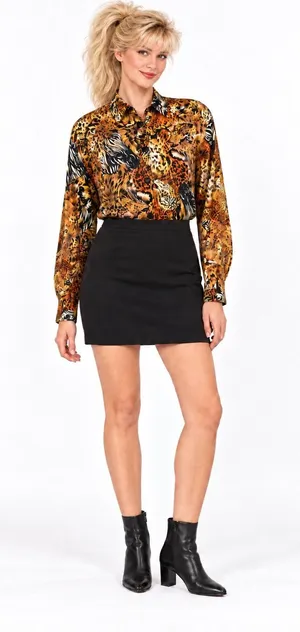Vintage ‘90s Beechers Brook Tiger, Leopard & Zebra Print Long Sleeve Blouse thumbnail 1