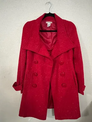 Women’s red peacoat thumbnail 1