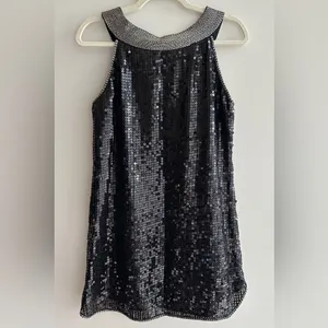 Miss Me Beaded Neck Sequin Mini Y2K Cocktail Dress, Black/Silver, Size Medium thumbnail 9