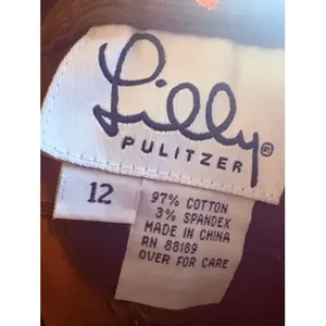 Lilly Pulitzer Corduroy Pants Brown Pink Bee‎ Embroidered Preppy Whimsical 12 thumbnail 6