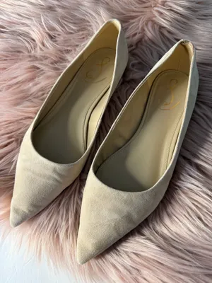 Sam Edelman Cream Wanda Suede Pointed Toe Flats Size 9 thumbnail 1