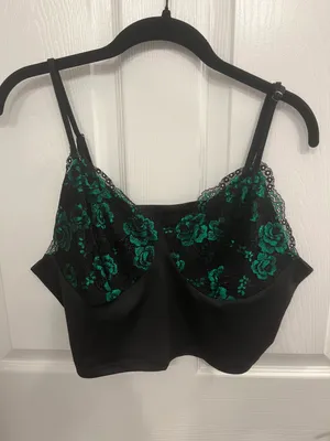 NWOT SHEIN Curve Size 2XL Black & Green Bralette thumbnail 1
