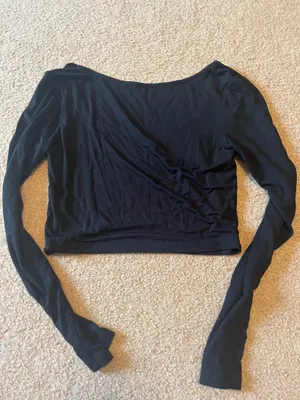 Black Long Sleeve Short Length Going Out Crop Top thumbnail 2