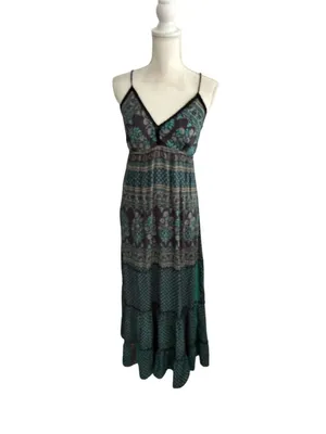BLACK Green Floral Maxi Dress Size Large Womens thumbnail 6