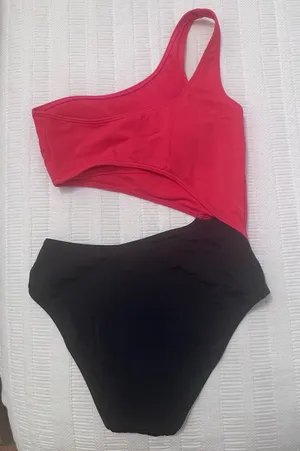 Abercrombie & Fitch Black One-Piece Swimsuit with White Logo thumbnail 1