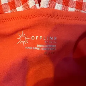 Offline‎ by aerie Red & White Gingham Square Neck Crop Top Shelf Bra Sz XL NEW thumbnail 5