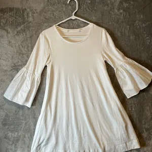 Peruvian Connection Pima Cotton Catania Dress Bell Sleeves Size XS‎ White thumbnail 2