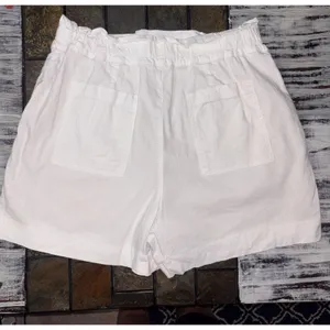 Simply Vera Vera Wang Womens Ivory Cream Linen Blend Paperbag Shorts Medium thumbnail 4