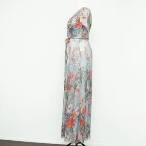 Eliza J Metallic Floral Drape Shoulder Gown thumbnail 4
