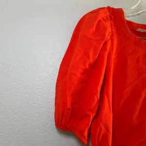 NWT Madewell Puff-Sleeve Tee red women's small minimal boho career summer casual thumbnail 2