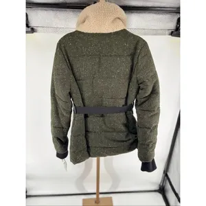 Sam Edelman Circus Women’s M Winter Jacket Faux Sherpa Collar Wool Tweed Green thumbnail 6