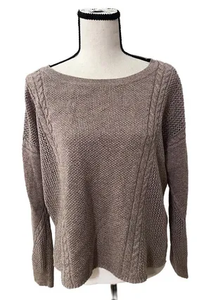 American Eagle Pullover Sweater | Taupe Textured Knit thumbnail 1