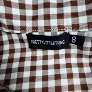 PrettyLittleThing Brown Gingham Peter Pan Collar‎ Ruffle Shirt Dress Size 8 thumbnail 3
