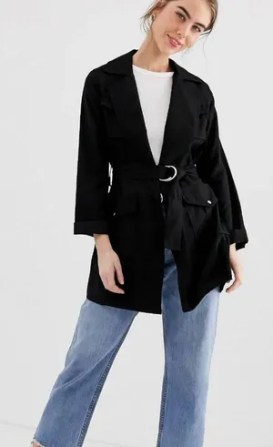 New Look belted shacket in black (New without tag) thumbnail 1