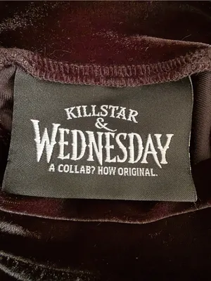 Killstar Wednesday Addams Collab Black Velvet Mock Neck Top XL Allergic To Color thumbnail 3