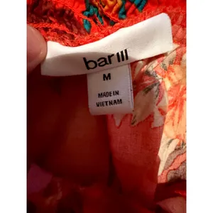 Bar III Floral Tapered Pants Womens M‎ Red Tropical Smocked High Waist Pull On thumbnail 4