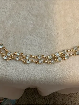 Gold Crystal Double-Row Necklace Chain - Women Jewelry thumbnail 3
