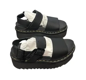 Dr. Martens Voss Quad Leather Strap Platform Sandals size 6 Black. thumbnail 1