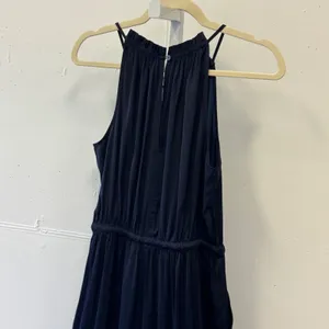 LOFT Satin Sleeveless Halter Neck Wide Leg Jumpsuit Size S 494571 Navy Blue thumbnail 5
