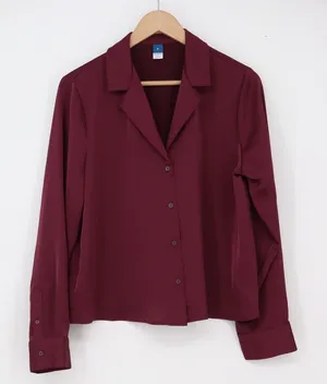 Old Navy Blouse Womens Medium Button-Down Burgundy Long Sleeve Excellent thumbnail 1