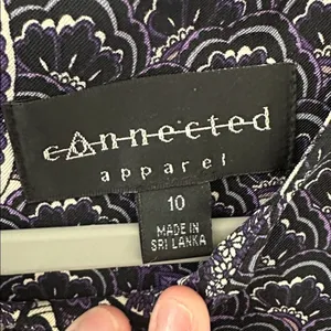 Connected Apparel Womens Sheath Dress Purple Grey Feather Print Size 10 thumbnail 3