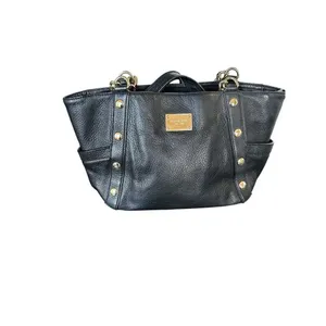 Michael Kors Delancy Shoulder Tote Bag Black Gold Pebbled Leather thumbnail 10