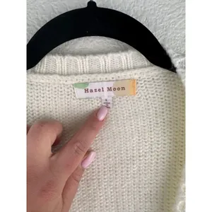 Hazel Moon‎ Embroidered Cable Knit Cardigan Sweater Womens L Vintage Cottagecore thumbnail 2