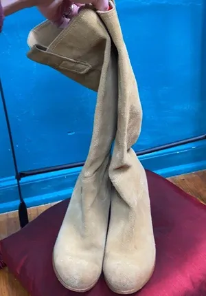 Carlos Santana tall tan suede boots with heels thumbnail 10
