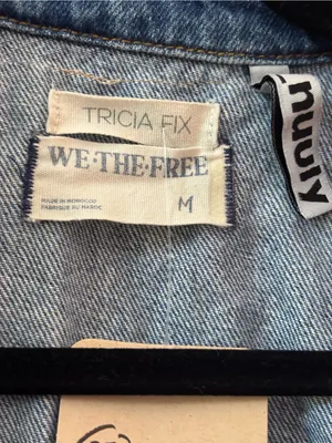 We The Free Blue Denim Short-Sleeve Jumpsuit with Tan Bandana Panels thumbnail 10