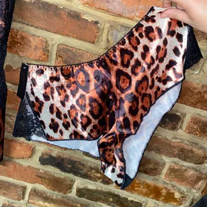 NWT Frederick's of Hollywood Leopard Satin Lace Cami Boyshort Panty Size Medium thumbnail 5
