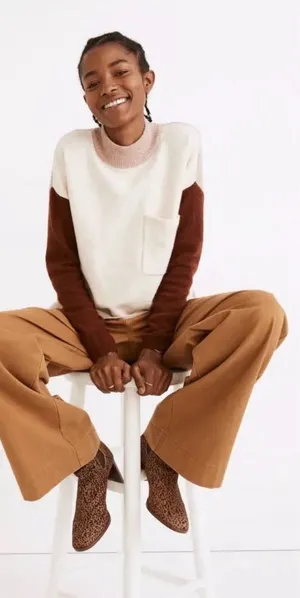 Madewell Wool Redmond Mockneck Pocket Sweater in Colorblock thumbnail 1