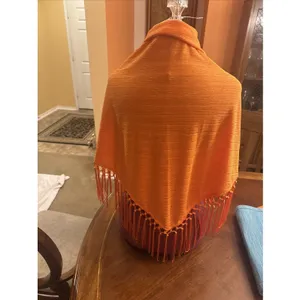 Unbranded Fringed Shawl Orange Wrap thumbnail 9