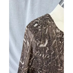 Greenpoint Brown Animal Print Metallic Lurex Smocked Midi Dress 42 XL‎ thumbnail 10