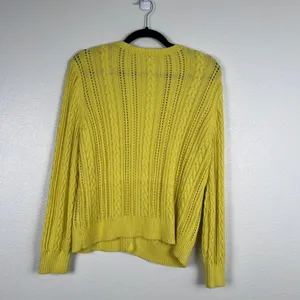 Talbots Women's Open‎ Knit Button Front Cardigan Yellow Sz XL thumbnail 6