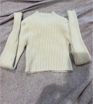White Turtleneck Ribbed Sweater thumbnail 2