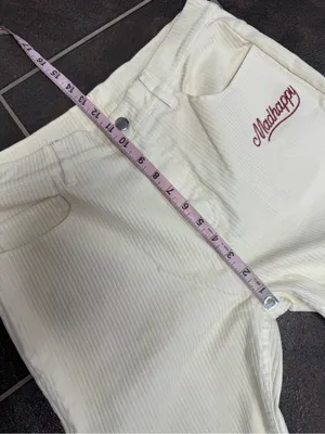 Madhappy Alumni Corduroy Pants Straight Leg Collegiate Embroidered 32 Cream NEW thumbnail 11