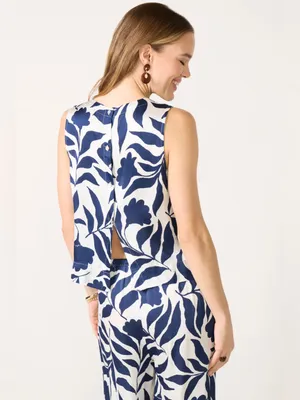 NWT Cloth & Stone SET Satin Floral Blue Tank Pant M thumbnail 2