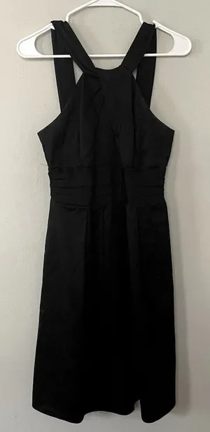 Davids‎ Bridal black midi dress knee length formal cotton dress halter neckline thumbnail 1