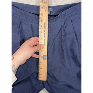 VINCE Pleated Slouchy Cropped Zip Leg‎ Pants Trousers Navy Blue 6 Ankle Zip thumbnail 10