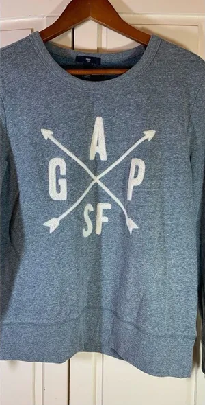 Gap San Francisco CA Sweatshirt‎ Women's Medium Blue Pullover Spellout Compass thumbnail 1