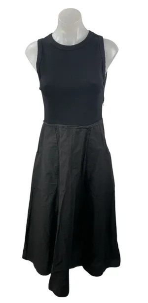 Zara Black Sleeveless Ribbed Knit Tank Fit & Flare A Line Midi Dress Size S thumbnail 1