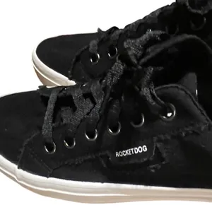 Rocket Dog Jazzin Black Canvas Low Top Frayed Sneakers Womens 9 C317/0721‎ thumbnail 2