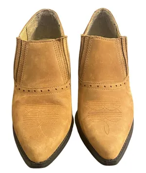 Dingo Cowgirl Western Ankle Booties Tan Leather Cowboy Boots 7.5 Country‎ Boho thumbnail 1