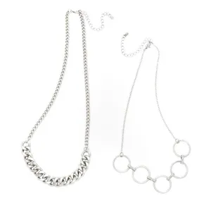 Hot Topic Silver Costume Chain & O-Loop Layered 2 Piece Necklace Set NWT New thumbnail 1
