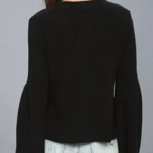 Free People Damsel Knit Black Sweater Top Bell Sleeve V-neck Size S thumbnail 3