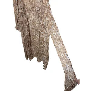 Express Womens Floral Metallic Sheer Duster Cardigan Brown Tan M/L thumbnail 4