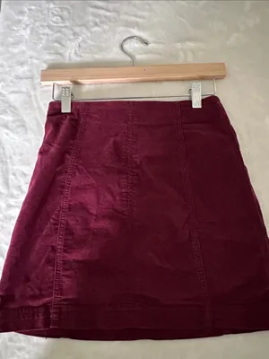 Free People Maroon Corduroy Mini Skirt thumbnail 4