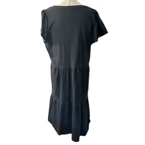 J.Crew Dress Womens Medium M Black Tiered Mini V-Neck Flutter Sleeve Sundress⁠ thumbnail 5